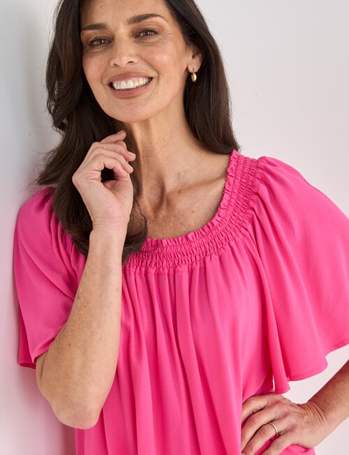 Ella J Shirred Top, Pink product photo