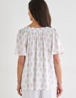 Ella J Printed Shirred Top, White product photo View 02 S
