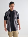 Gasoline King size Asher Yarn Dyed Vert Stripe Polo Shirt, Black product photo View 05 S
