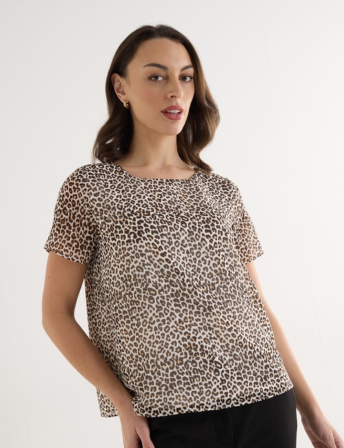 Oliver Black Double Layer Top, Animal Print product photo View 02 L