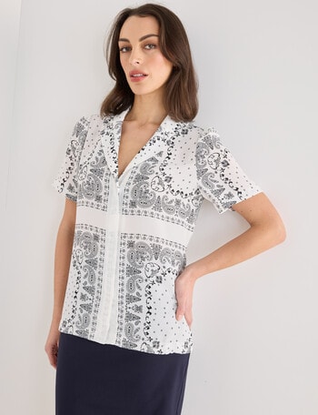 Oliver Black Scarf Print Shirt, Paisley Print product photo