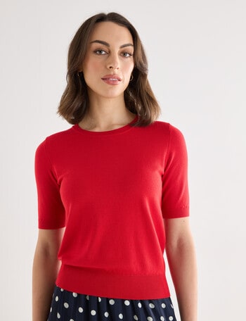 Oliver Black Short Sleeve Knit Jumper, Red product photo