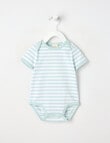Little Bundle Essentials Stretch Cotton Stripe Short-Sleeve Bodysuit, Blue & White product photo