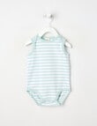 Little Bundle Essentials Stretch Cotton Stripe Sleeveless Bodysuit, Blue & White product photo