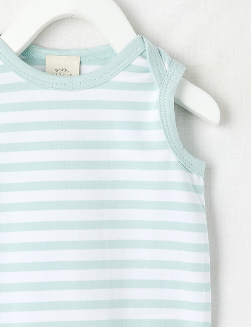 Little Bundle Essentials Stretch Cotton Stripe Sleeveless Bodysuit, Blue & White product photo View 02 L