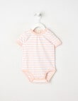 Little Bundle Essentials Stretch Cotton Stripe Short-Sleeve Bodysuit, Pink & White product photo