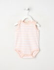 Little Bundle Essentials Stretch Cotton Stripe Sleeveless Bodysuit, Pink & White product photo