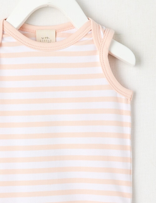 Little Bundle Essentials Stretch Cotton Stripe Sleeveless Bodysuit, Pink & White product photo View 02 L