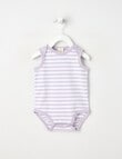 Little Bundle Essentials Stretch Cotton Stripe Sleeveless Bodysuit, Orchid & White product photo