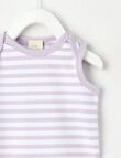 Little Bundle Essentials Stretch Cotton Stripe Sleeveless Bodysuit, Orchid & White product photo View 02 S