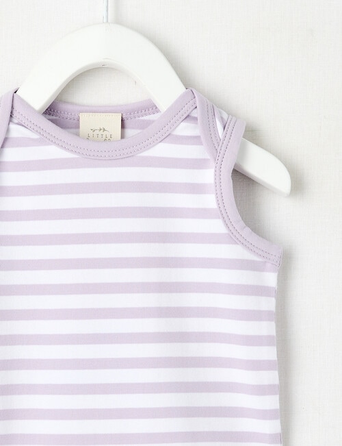 Little Bundle Essentials Stretch Cotton Stripe Sleeveless Bodysuit, Orchid & White product photo View 02 L