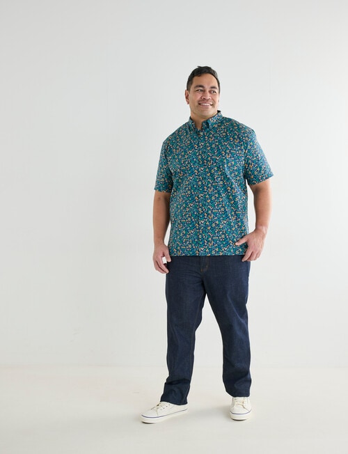 Gasoline King size Ditsy Poppy Shirt, Blue & Green product photo View 03 L