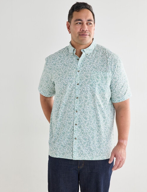 Gasoline King size Ditsy Floral Shirt, White & Green product photo