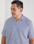 Gasoline King size Ikat Ditsy Floral Shirt, White & Blue product photo