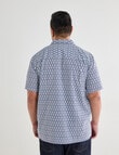 Gasoline King size Ikat Ditsy Floral Shirt, White & Blue product photo View 02 S