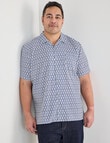 Gasoline King size Ikat Ditsy Floral Shirt, White & Blue product photo View 05 S