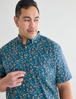 Gasoline King size Ditsy Poppy Shirt, Blue & Green product photo