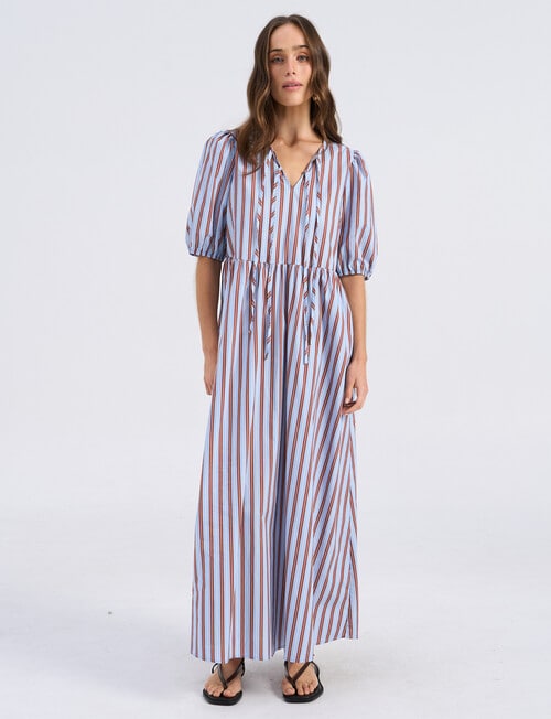 Vero Moda Isla Tie Ankle Dress, Blue Stripe product photo View 05 L