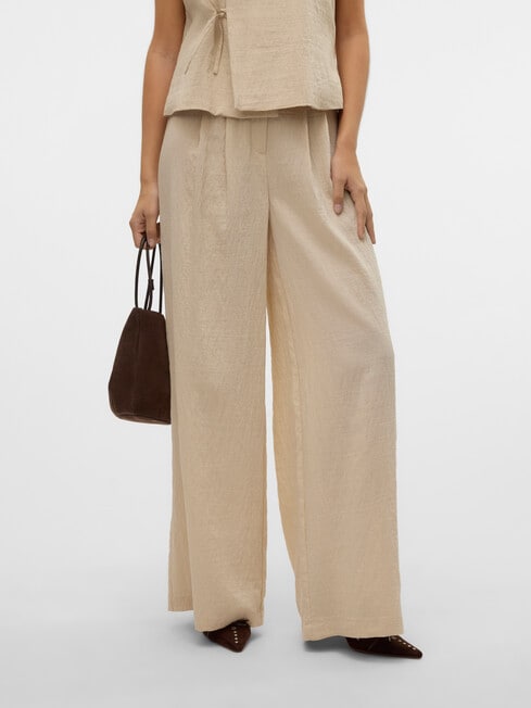 Vero Moda Fea Linen Blend Palazzo Pants, Oatmeal product photo