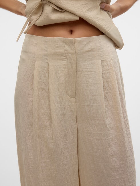 Vero Moda Fea Linen Blend Palazzo Pants, Oatmeal product photo View 03 L