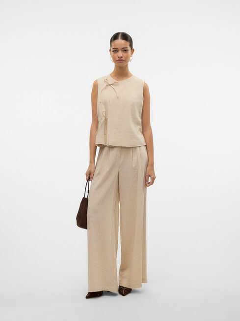 Vero Moda Fea Linen Blend Palazzo Pants, Oatmeal product photo View 05 L