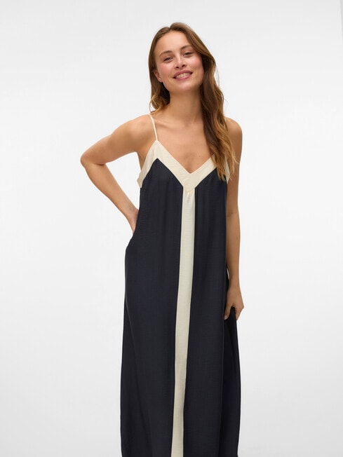 Vero Moda Denise Singlet Ankle Dress, Black & Birch product photo View 03 L