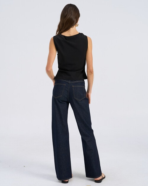 Vero Moda Allison Waterfall Top, Black product photo View 02 L