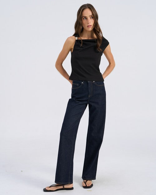 Vero Moda Allison Waterfall Top, Black product photo View 03 L