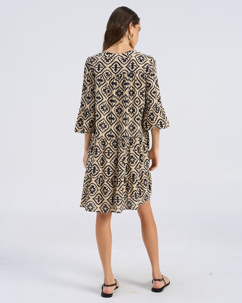 Vero Moda Dicthe Printed Cotton Tunic Dress, Cream product photo View 02 L