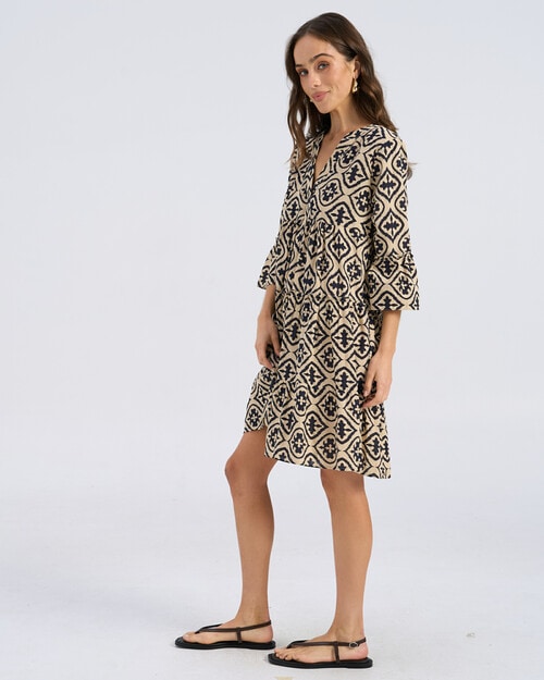 Vero Moda Dicthe Printed Cotton Tunic Dress, Cream product photo View 04 L