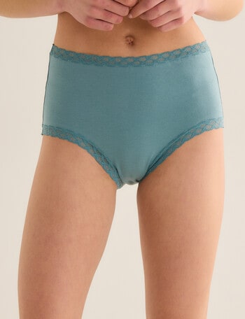 Lyric Lisa Cotton Lace Trim Full Brief, Dark Sage product photo