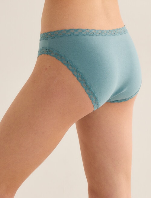 Lyric Lisa Cotton Lace Trim Bikini Brief, Dark Sage product photo View 02 L