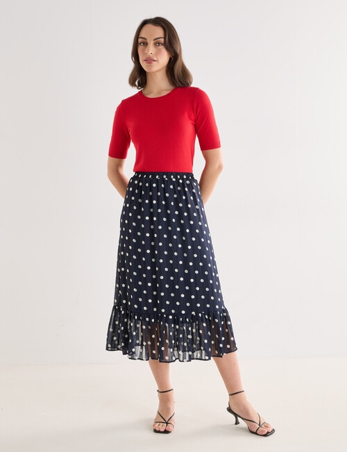 Oliver Black Polka Dot Ruffle Skirt, Navy product photo View 03 L