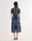 Oliver Black Paisley Short Sleeve Shirt Dress, Navy & White product photo View 02 S