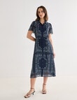 Oliver Black Paisley Short Sleeve Shirt Dress, Navy & White product photo View 03 S