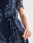 Oliver Black Paisley Short Sleeve Shirt Dress, Navy & White product photo View 07 S