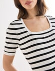 Oliver Black Square Neck Breton Jumper, White & Black product photo View 04 S