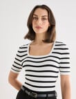 Oliver Black Square Neck Breton Jumper, White & Black product photo View 05 S