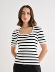 Oliver Black Square Neck Breton Jumper, White & Black product photo View 06 S