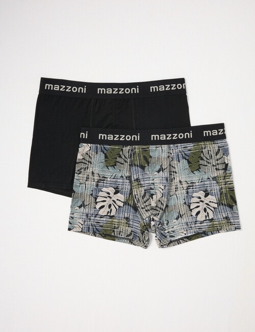 Mazzoni Viscose Rayon From Bamboo Trunk, 2-Pack, Monstera Check & Plain Black product photo