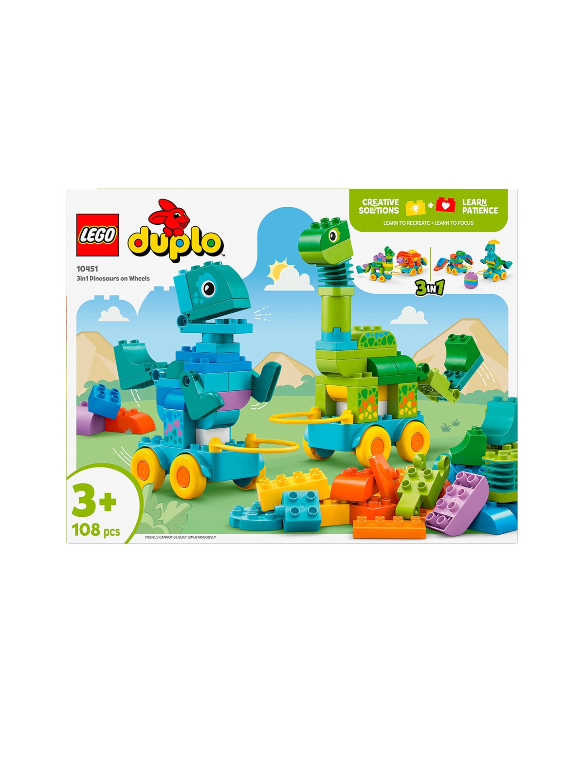 LEGO DUPLO 3-in-1 Dinosaurs On Wheels, 10451 Lego Construction
