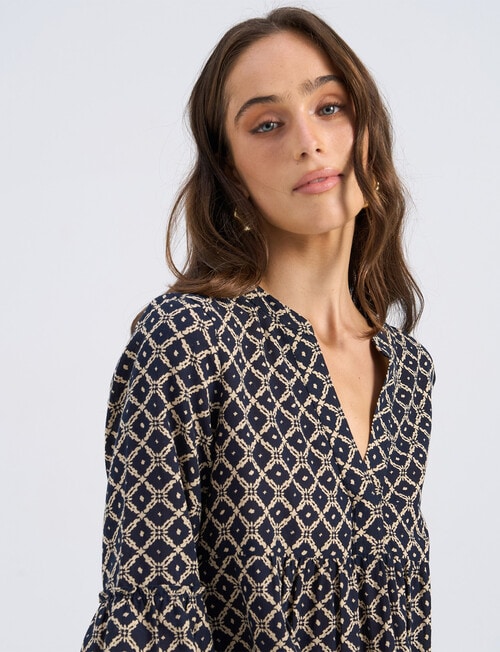 Vero Moda Dicthe Cotton Tunic Dress, Navy Print product photo View 03 L