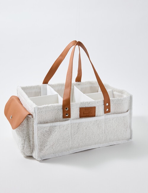 Little Bundle Nappy Caddy Teddy, White product photo