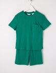 Sleep Mode Waffle Short PJ Set, Bright Green, 2-8 product photo