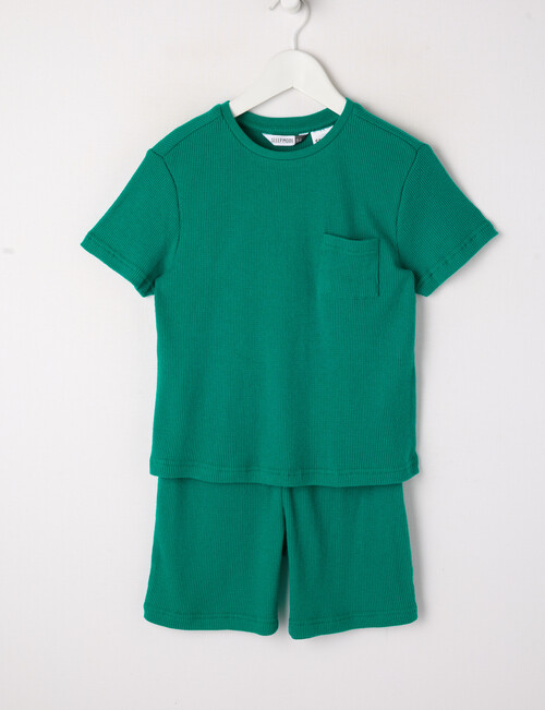 Sleep Mode Waffle Short PJ Set, Bright Green, 2-8 product photo