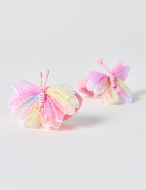 Mac & Ellie Butterfly Tulle Hair Ties, 2-Piece, Pink product photo View 02 L