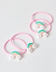 Mac & Ellie Rainbow Charm Hair Ties, 4-Piece, Pink product photo View 03 S