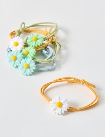 Mac & Ellie Daisy Charm Hair Ties, 6-Piece, Green product photo