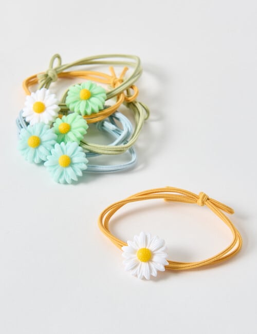 Mac & Ellie Daisy Charm Hair Ties, 6-Piece, Green product photo