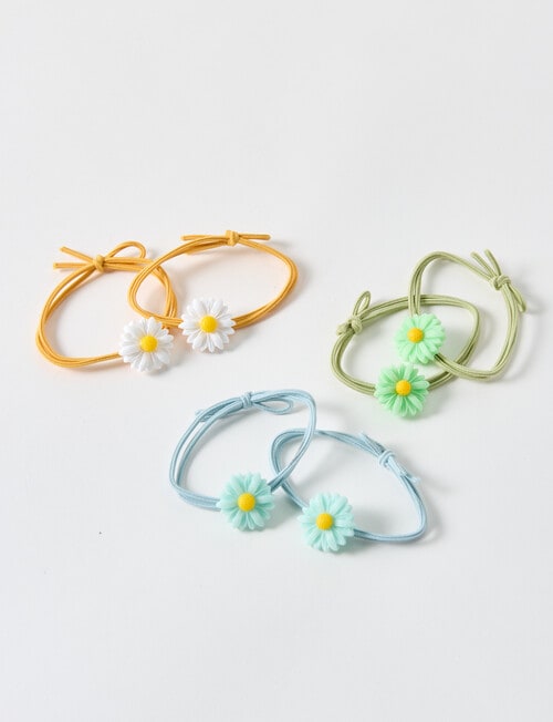 Mac & Ellie Daisy Charm Hair Ties, 6-Piece, Green product photo View 02 L